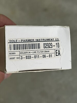 #ad COLE PARMER In Line SS Filter 25mm Disk Insert 02929 10 amp; 3 033 011 06 01 New $88.20