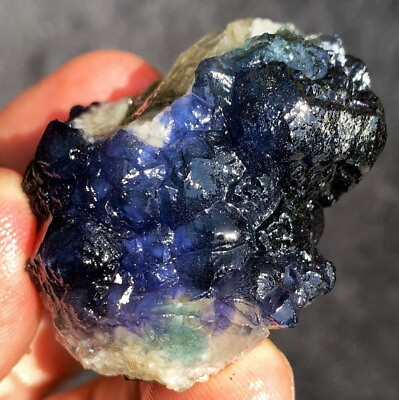 #ad 78.0g Top Natural Fantastic Blue Cubic Fluorite Crystal Specimen ie2888 $49.99