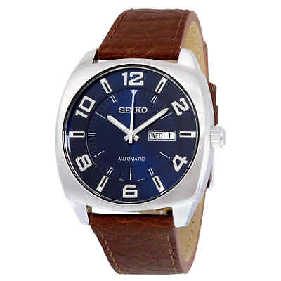 #ad Seiko Recraft Automatic Blue Dial Brown Leather Men#x27;s Watch SNKN37 $126.49