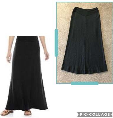 #ad 🎷DKNY Pure Maxi Skirt Sz L🌹Cotton🌟Elastic Waist🌟Elegance Classic🌟Knit $45.00
