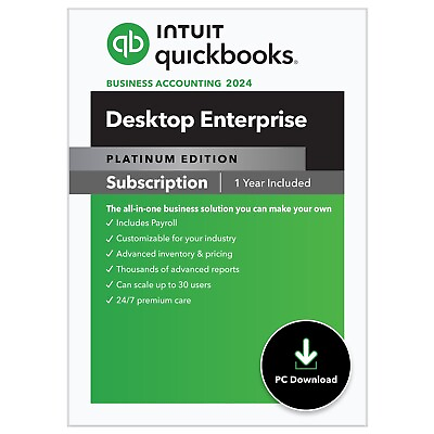 #ad QuickBooks Enterprise 2024 Platinum 10 User 20% off DIGITAL DOWNLOAD $6054.00