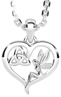 #ad Solid Silver Kids Sign Celtic Trinity Knot Heart Pendant Celtic Silver Jewelry $95.03