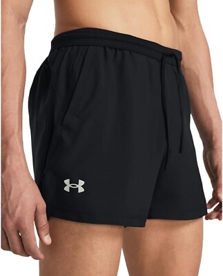 #ad Under Armour Men#x27;s Launch 5” Shorts Size Medium Lined Logo Black Pull On NWT $15.99