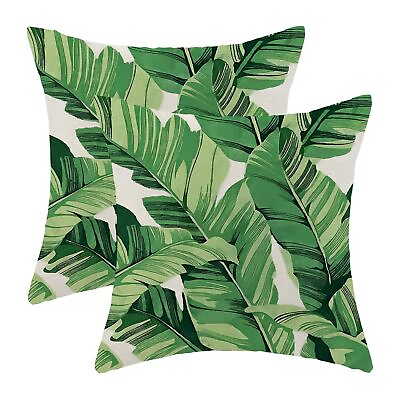 #ad Tropical Leaves Pillow Covers 18x18 Inch Green Palm Leaf Throw Pillow Covers ... $20.43