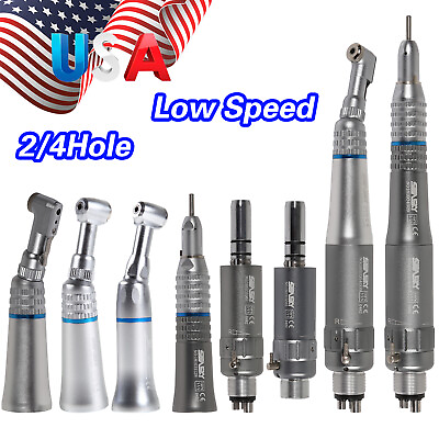 #ad Dental Low Speed Contra Angle Straight Handpiece Air Motor 2 4Hole NSK Style USA $16.99