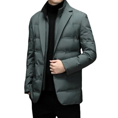 #ad Mens Warm Business Formal Blazer Winter Outwear Detachable Collar Down Jacket $77.66