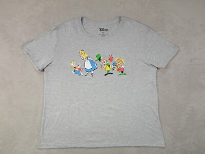 #ad Disney Womens Gray Alice In Wonderland Short Sleeve Shirt Size 2XL $15.00