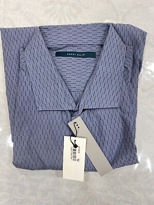 #ad NWT Mens PERRY ELLIS Blue Textured Long Sleeve Button Shirt size XXL $35.00