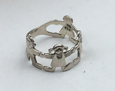 #ad Vintage Sterling Ring 925 Silver Cut Out Kids Children Band Signed FAS SZ 7 1 4 $10.00