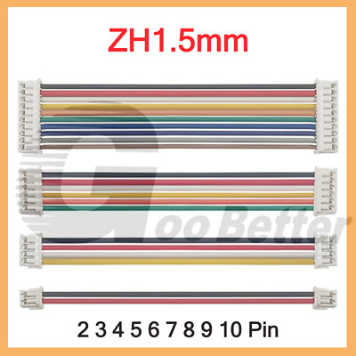 #ad JST ZH1.5mm Pitch Female to Female Connector Cable Wire 2 3 4 5 6 7 8 9 10 Pin $3.45