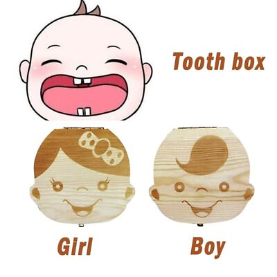 #ad Baby Tooth Box Spanish Dutch French German Wooden Kids Organizer Storage Unisex $29.99