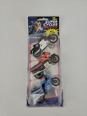 #ad Vintage 1993 Play Power Diecast Super Cycles Motorcycle Toy 3 Pack NOS Sealed $20.00