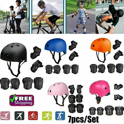 #ad Adult Kids Protective Bike Helmet Protector Gear Set Cycling Safety Helmet Skate $37.90