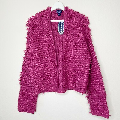 #ad Scoop Pink Teddy Textured Cardigan S NWT $22.00