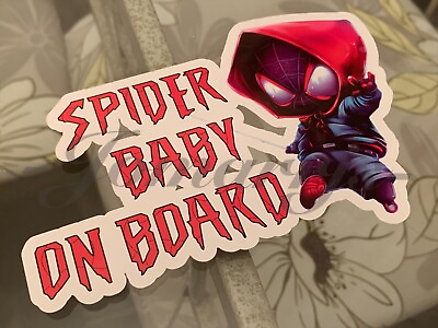 #ad Custom Chibi Spiderman Baby or Kid on Board Sticker Decal spider miles morales $6.99