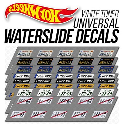 #ad 1 64 Scale LICENSE PLATE Custom White Toner Universal WaterSlide Decal Hot Wheel $0.99