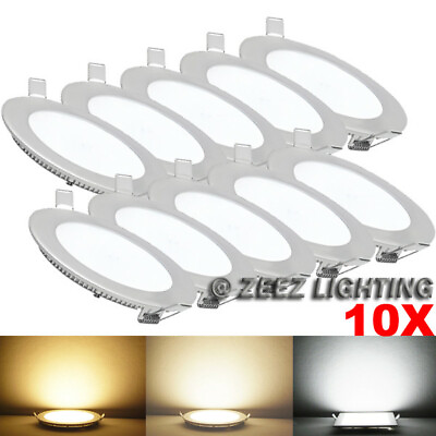 #ad 10X Cool White 15W 7quot; Round LED Recessed Ceiling Panel Down Light Bulb Slim Lamp $65.96