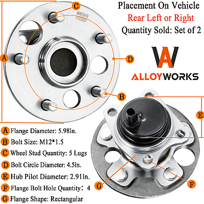 #ad 2PCs Rear Wheel Hub Bearing Assembly for 2008 2015 Scion xB FWD 2.4L 512418 2012 $69.99