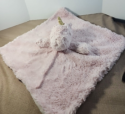 #ad Kellytoy Security Blanket Baby Soft Plush Pink Unicorn Lovey Rattle Toy $13.49