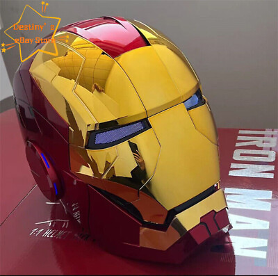#ad US 1:1 Golden Helmet AUTOKING Iron Man MK5 Wearable Voice control Cosplay Mask $191.90