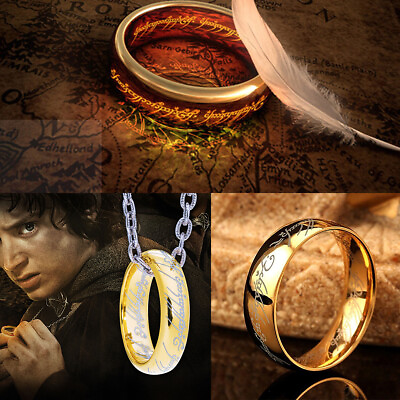 #ad Lord of the Rings The One Ring Power Gold Plated 6mm Unisex LOTR Stainless Steel $6.99