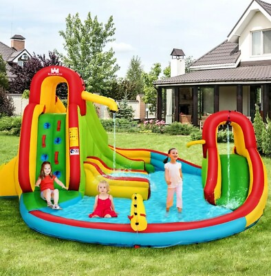 #ad Costway Kids Inflatable Water Slide Park With Climbing Wall Water Cannon amp; Pool $299.00