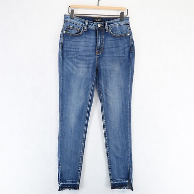 #ad Judy Blue Skinny Fit Jeans Womens 5 27 Blue Stretch Slit Fray Hems $24.99