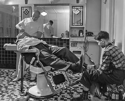 #ad 1940s BARBER SHOP Shave and Shine PHOTO 227 O $11.77