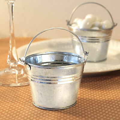 #ad Silver Pails Miniature Galvanized Metal Bucket Wedding Favors Holders Pack of 12 $19.99
