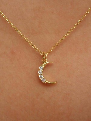 #ad Beautiful 1Ct Round Simulated Moon Shape Fancy Pendant In 14K Yellow Gold Plated $117.49
