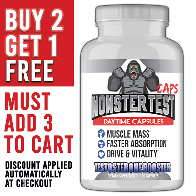 #ad #1 Testosterone Booster Monster Test Caps T Boost 120 Capsules Male Enhancement $14.99