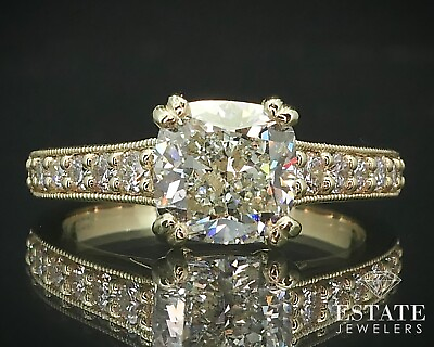 #ad 14k Yellow Gold GIA Cushion Natural 2.18ct Diamond Engagement Ring 4.6g i15485 $13999.00