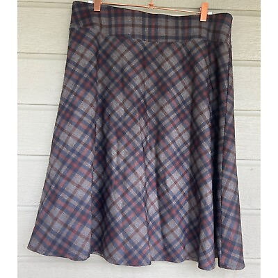 #ad NYCC Women Plaid Midi Length Skirt Size Large Stretchy Pull On $34.99