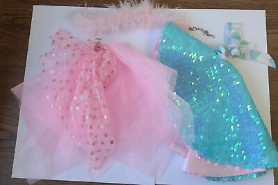 #ad BARBIE OR OTHER DOLL FASHION PINK amp; Blue PRINCESS GOWN amp; Overskirt amp; Boa $15.00