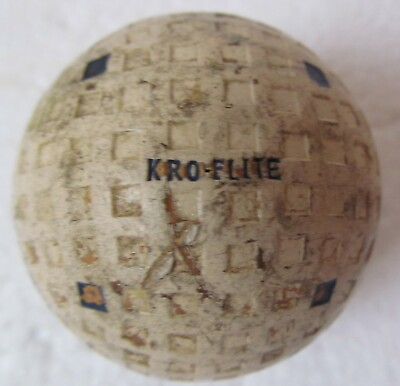 VINTAGE OLD SQUARE MESH GOLF BALL WITH MULTI MARKING amp; KRO FLITE ON BOTH POLES $31.50