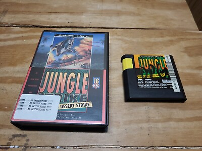 #ad Jungle Strike Sega Genesis 1993 Game amp; Case TESTED Ex Rental Fast Shipping $10.19
