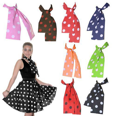 #ad New Adults Polka Dot Fancy Dress Head or Neck Scarf 50#x27;s Grease Only Neck Tie GBP 6.99