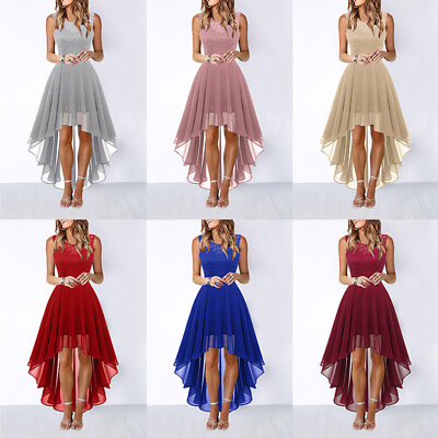 #ad Midi Dress Evening Ball Gown Round NeckTank Sundress Chiffon Lace Dress ‹ Ṅ $24.40