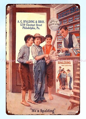 #ad #ad rusty replica wall 1912 A.G. Spalding and Bros. Sporting Goods metal tin sign $18.81