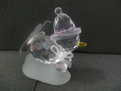#ad Snowman Quality Glass Crystal Tumbling Snowman 4quot; x 4quot; weight: 9.4 oz Back $32.59