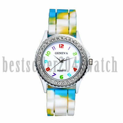 #ad Classic Wrist Watch Rhinestone Jelly Silicone Band Quartz Analog Watch Women $9.99