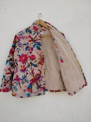 #ad New indigo kantha quilted short kimono women wear vintage coat festival fashion $54.89