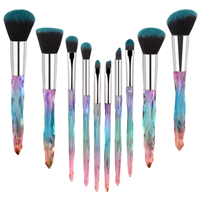 #ad 10pcs Crystal Makeup Brushes Big Powder Eye Shadow Blending Pencil Brush Tools $19.99