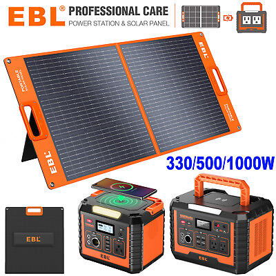 #ad EBL Power Station 500 1000W Solar Generator 100W Portable Solar Panel $495.99