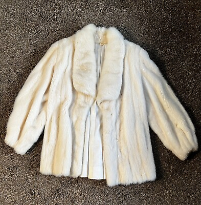 #ad Beautiful Mink White Designer Fur Coat Oscar de la renta Excellent Condition $699.95