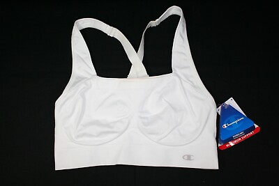 #ad 016X02 Champion 2676 Seamless Double Dry Max Support Sports Bra MD White NWD $18.66