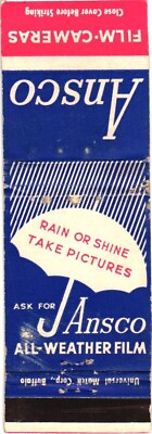 #ad Ask For Ansco All Weather Film Rain or Shine Vintage Matchbook Cover $9.99