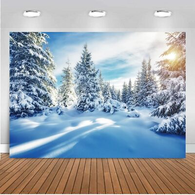 #ad 8X6FT Winter Snow Forest Backdrop Wintry Cedar Forest Scene Alps Photography ... $32.02