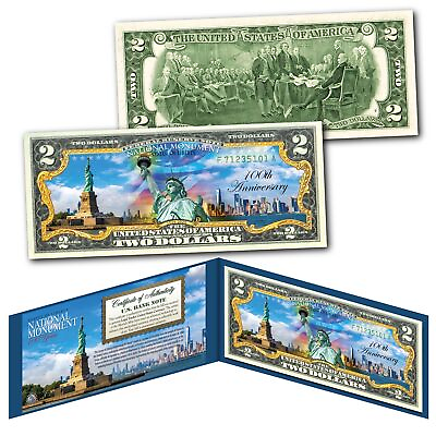 #ad STATUE OF LIBERTY National Monument 100TH ANNIVERSARY 1924 2024 CITY SKY $2 Bill $15.95