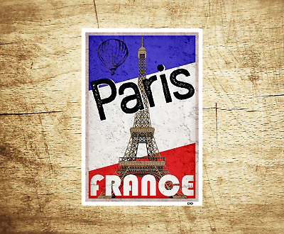 #ad Paris France Decal Sticker Eiffel Tower Vintage Travel Luggage 3 3 4quot; x 2 5 8quot; $5.49